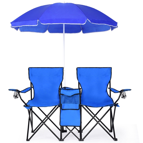 Lot de 2 chaises de camping pliables avec parasol