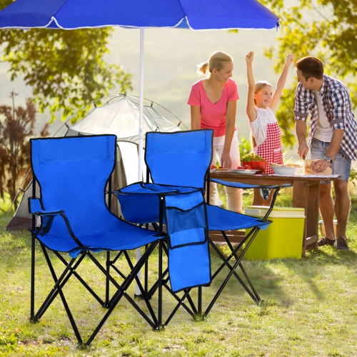 Lot de 2 chaises de camping pliables avec parasol