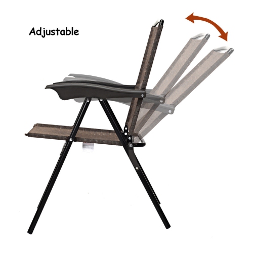 Costway 4PCS Folding Sling Chairs Steel Armrest Patio Garden Camping W/ Adjustable Back