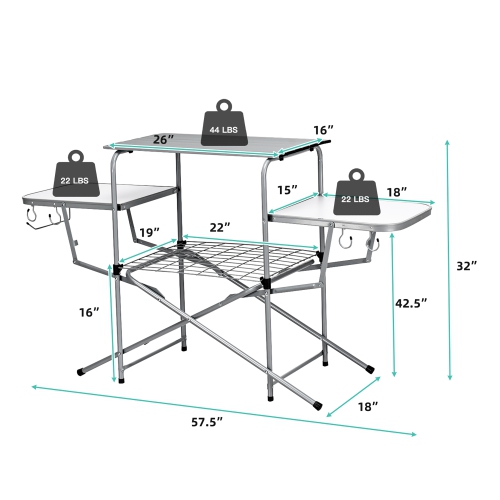 Costway Foldable Camping Table Kitchen Portable Grilling Stand Folding BBQ Table