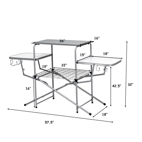 Costway Foldable Camping Table Kitchen Portable Grilling Stand Folding BBQ Table