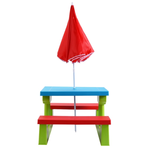 Costway 4 Seat Kids Picnic Table w/ Umbrella Garden Yard Bench Outdoor