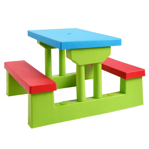 Costway 4 Seat Kids Picnic Table w/ Umbrella Garden Yard Bench Outdoor