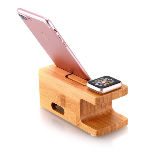 Station de chargement en bois de bambou station de chargement base pour Apple Watch et iPhone X/8 plus/8/7 plus 6 6 plus 5S 5