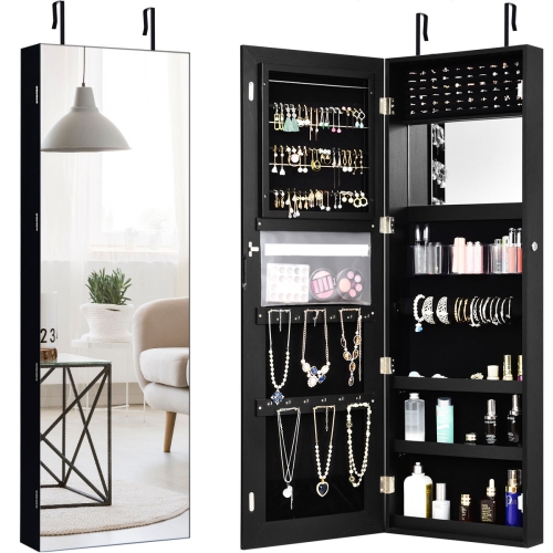 Costway Wall Door Mounted Jewelry, Mirrored Jewelry Cabinet Canada
