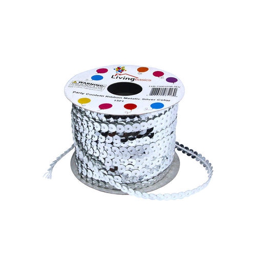 Party Confetti Ribbon Metalic Color 15Ft - Silver LIVINGbasics™