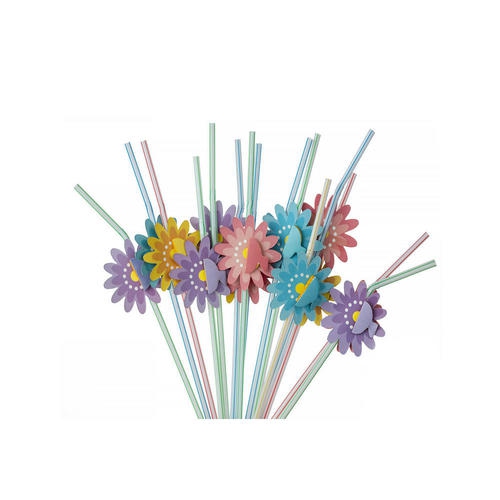 Party Plastic Drinking Flexible Straw Party Decorations Flowers 15Pcs - LIVINGbasics™
