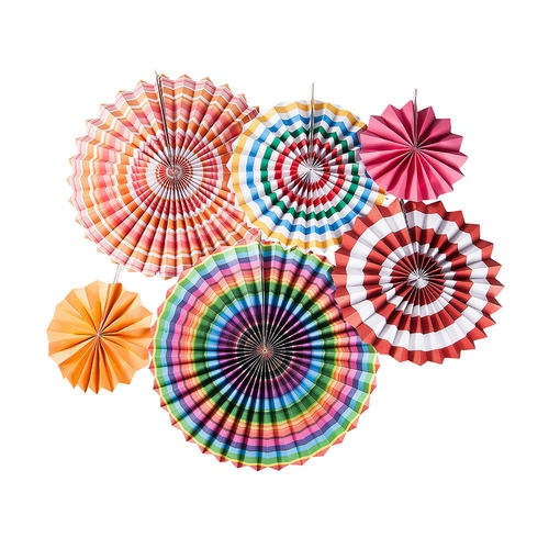 Hanging Paper Fans Set, Round Pattern Paper Garlands Decoration for Party - LIVINGbasics™
