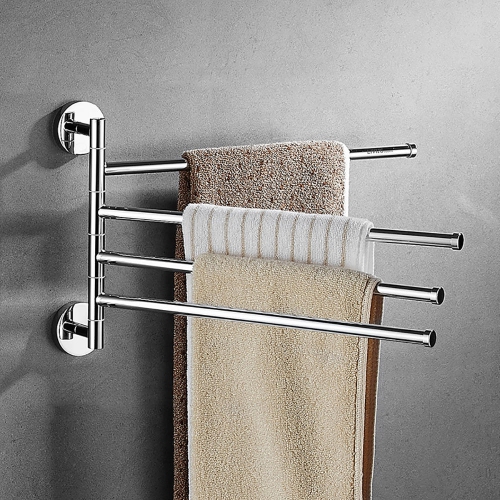 Wall Mount Rotary Towel Rack with 4 Swing Arms Stainless Steel - LIVINGbasics