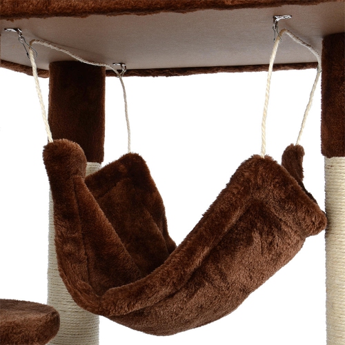 LIVINGbasics 57-inch Deluxe Cat Scratching Tree Kitten Condo Play House Furniture with Hammock