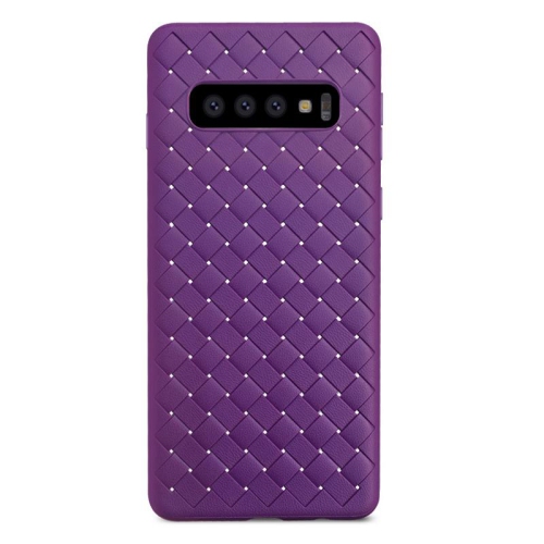 PANDACO Violet Leather Cross-Weave Case for Samsung Galaxy S10+
