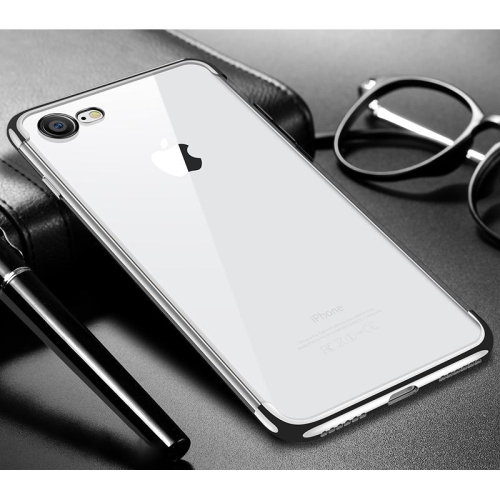 PANDACO Silver Trim Clear Case for iPhone 7 or iPhone 8 or iPhone SE