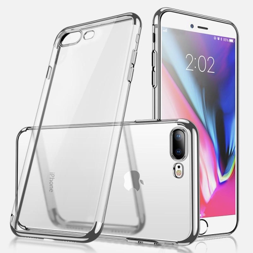 PANDACO Silver Trim Clear Case for iPhone 7 Plus or iPhone 8 Plus
