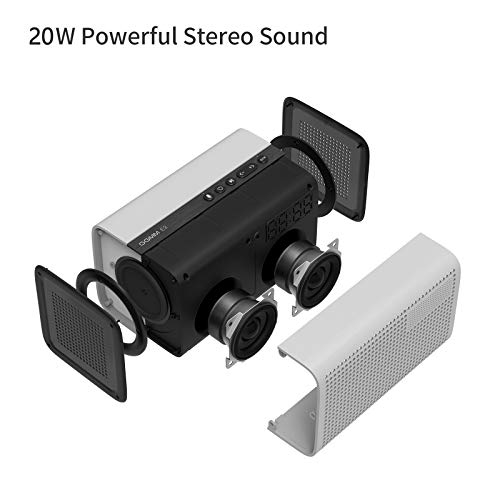 Wireless Speakers, GGMM E3 WiFi Bluetooth Bedside Speaker, with Alexa Built-in, LED Display Clock Al