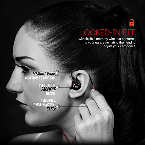 MEE audio Sport-Fi S6P Memory Wire In-Ear Headphones with Microphone, Remote, Volume Control, and Sp