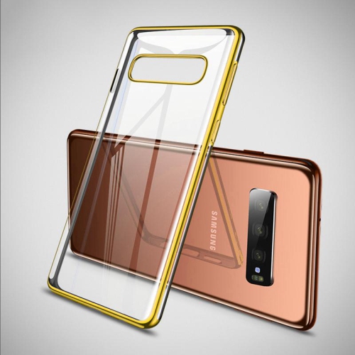 PANDACO Gold Trim Clear Case for Samsung Galaxy S10+