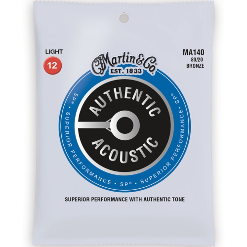 Cordes de guitare acoustique de Martin Authentic SP - 80/20, pâle