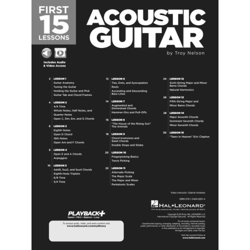 First 15 Lessons - Acoustic Guitar: Step-By-Step Lessons with Audio, Video, and Popular Songs