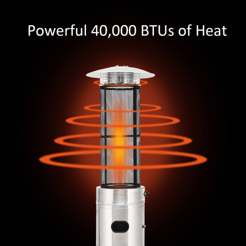 Costway 40000 BTU Patio Heaters Stainless Steel Round Propane Glass Tube Flame W/Wheels