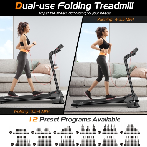 GOPLUS 1HP Folding Electric Treadmill Motorized Power Running Fitness Machine