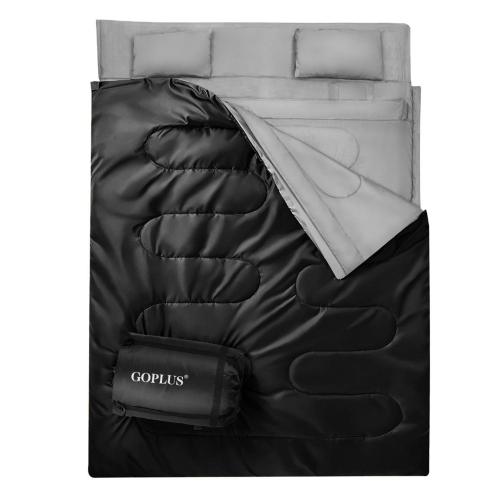 Goplus 2 Person Sleeping Bag Waterproof w/ 2 Pillows Camping Queen Size XL