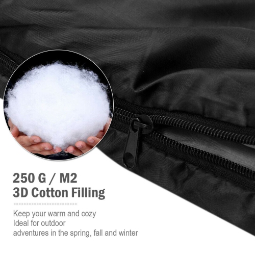COSTWAY Sac de Couchage de 2 Personnes avec 2 Oreiller + Sac de Transport Résistant au Vent et Imperméable pour Camping Randonnée Pédestrex150cm