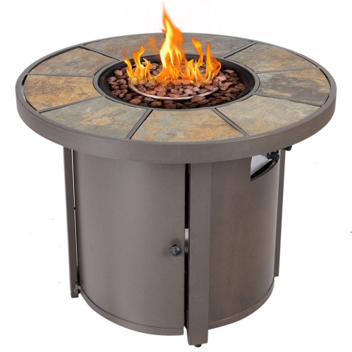 32 Round Propane Gas Fire Pit Table 30 000 Btus Patio Heater W