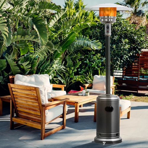 Costway 50000 BTU Propane Patio Heater Standing LP Gas Steel W/ Wheels Black