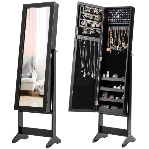 Costway Jewelry Mirrored Cabinet Armoire Organizer Storage Box with Stand Christmas Gift