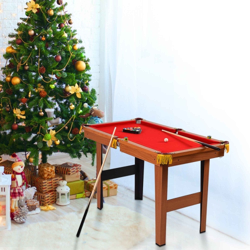 Costway 48" Mini Table Top Pool Table Game Billiard Set Cues Balls Gift Indoor Sports