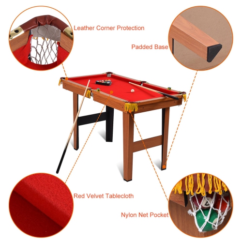 Costway 48" Mini Table Top Pool Table Game Billiard Set Cues Balls Gift Indoor Sports