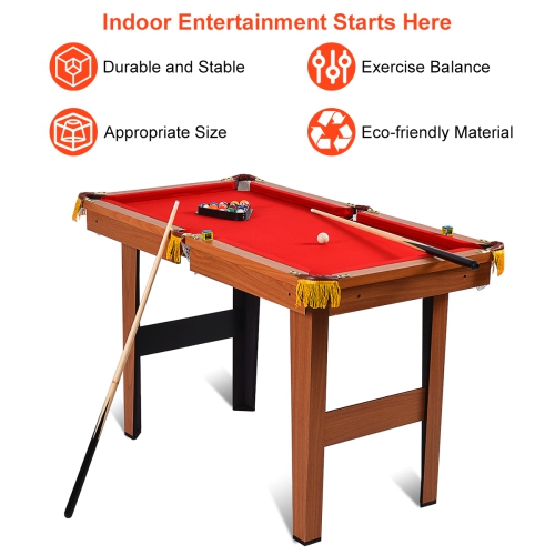 Costway 48" Mini Table Top Pool Table Game Billiard Set Cues Balls Gift Indoor Sports