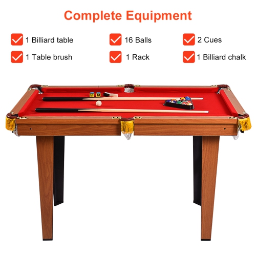 Costway 48" Mini Table Top Pool Table Game Billiard Set Cues Balls Gift Indoor Sports