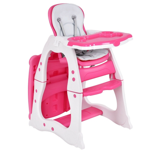 Costway 3 in 1 Baby High Chair Convertible Play Table Seat Booster Toddler Feeding Tray