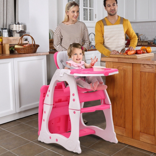 Costway 3 in 1 Baby High Chair Convertible Play Table Seat Booster Toddler Feeding Tray