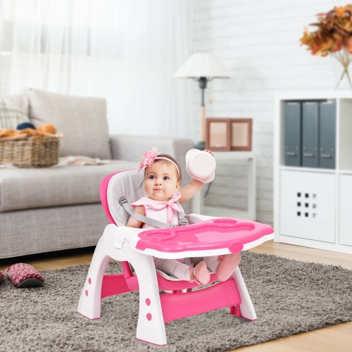Costway 3 in 1 Baby High Chair Convertible Play Table Seat Booster Toddler Feeding Tray