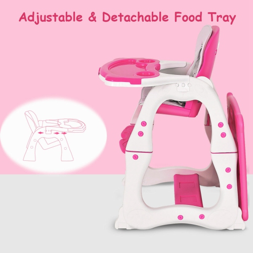 Costway 3 in 1 Baby High Chair Convertible Play Table Seat Booster Toddler Feeding Tray