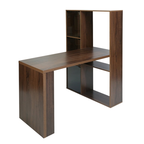 Zf Collections Exec Shelved Computer Writing Desk With Glass