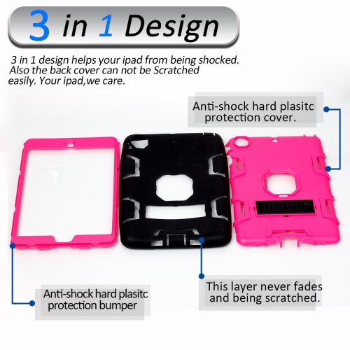 3in 1 Heavy Duty Protection Kickstand Combo Hybrid Impact Silicone Hard Case Cover for Apple Ipad Mini 1 2 3