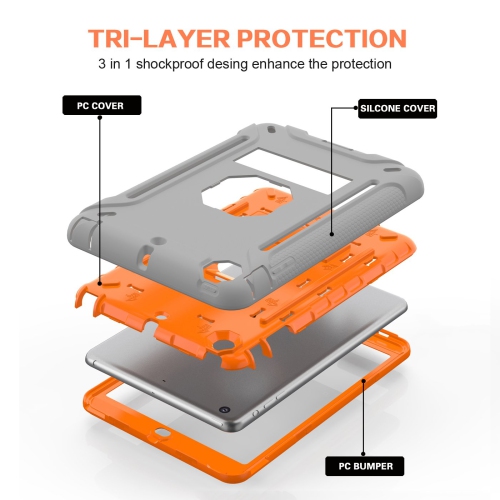 Heavy Duty Hybrid Shockproof Protective Silicone and PC Hard Case Rugged Case with Kickstand for iPad mini 1/ 2/ 3