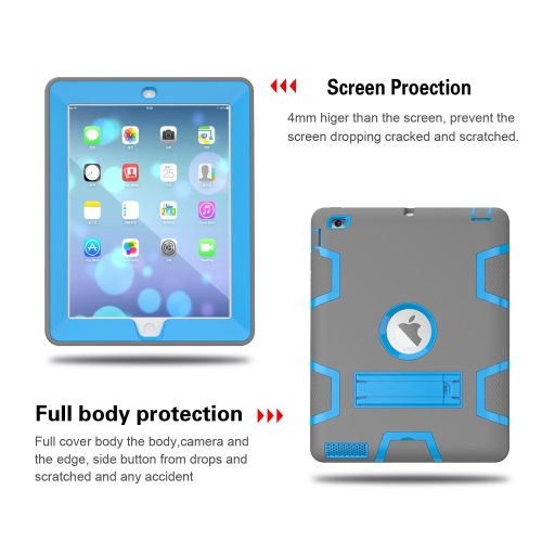 Hybrid Three Layer Armor Shockproof Kickstand Case for iPad 2nd / 3rd / 4th Generation 9.7 inch