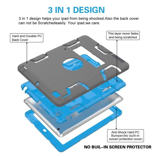 Hybrid Three Layer Armor Shockproof Kickstand Case for iPad 2nd / 3rd / 4th Generation 9.7 inch