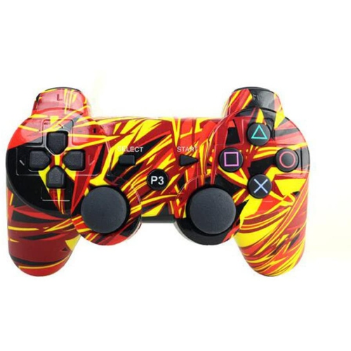 Manette Ps3 Sans Fil Bluetooth Jaune/Rouge Abstract