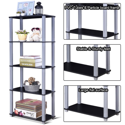 Costway 5-Tier Multi-Functional Storage Shelves Rack Display Bookcase Home Furniture
