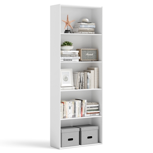 Costway 5-Shelf Storage Bookcase Modern Multi-Functional Display Cabinet Furniture