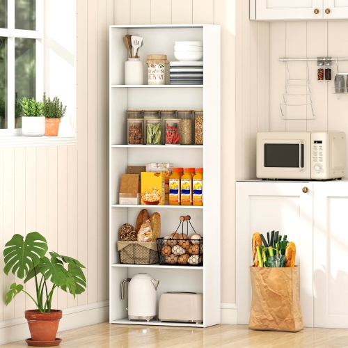 Costway 5-Shelf Storage Bookcase Modern Multi-Functional Display Cabinet Furniture