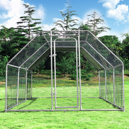 Costway Large Walk In Chicken Coop Run House Shade Cage 9.5' x 19' with Roof Cover