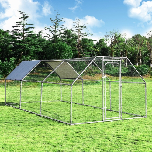 Costway Large Walk In Chicken Coop Run House Shade Cage 9.5' x 19' with Roof Cover
