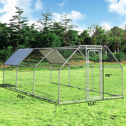 Costway Large Walk In Chicken Coop Run House Shade Cage 9.5' x 19' with Roof Cover