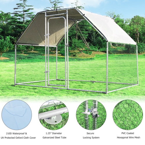 Costway 9.5' x 6.5' Large Walk In Chicken Coop Run House Shade Cage w/Roof Cover